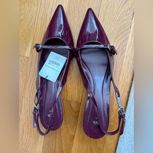 Zara Burgundy Patent Slingback Heels
